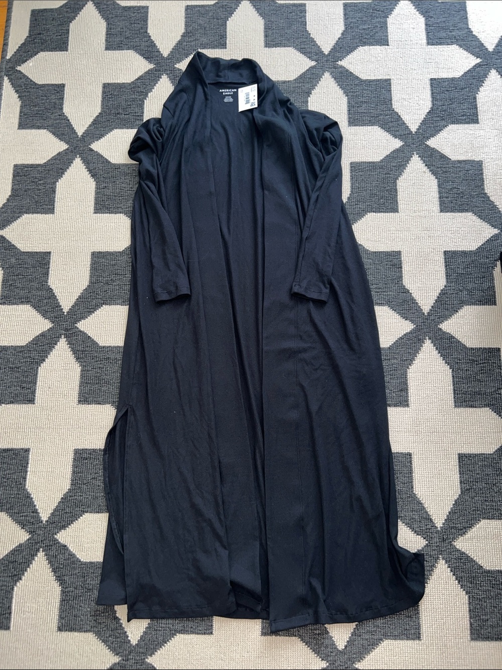 American Eagle AE Black Open Front Duster Cardigan - Picture 2 of 5